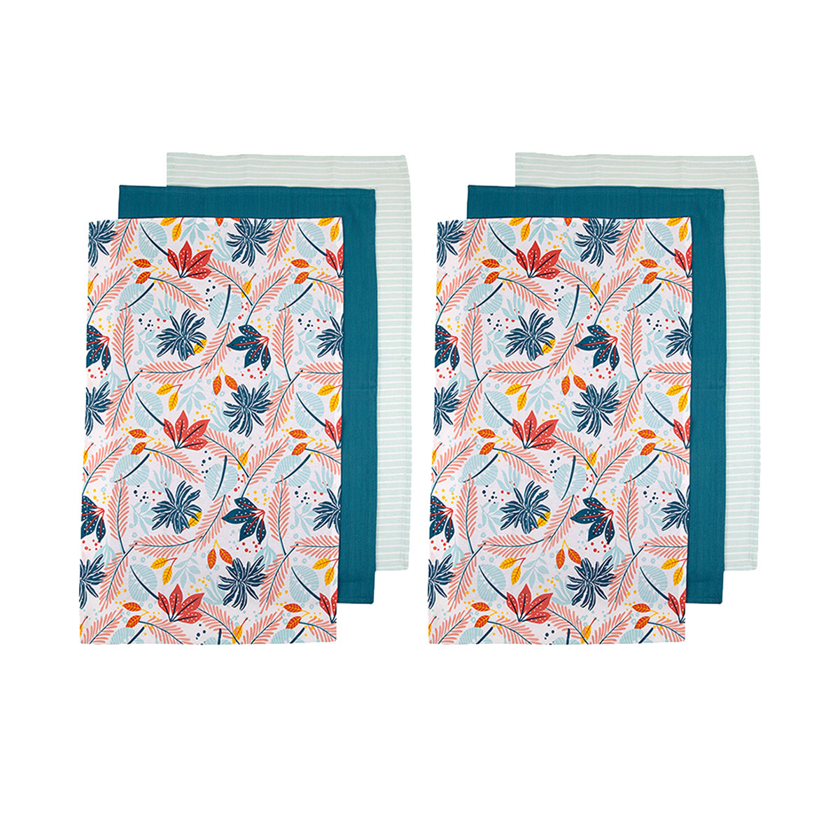 Ladelle Set of 6 Zest Bright Cotton Kitchen Tea Towels 50 x 70 cm Price