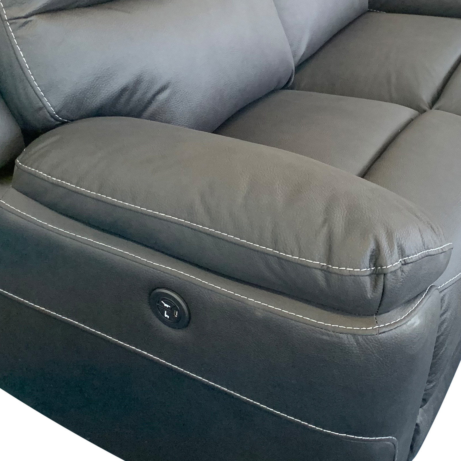 1R Finest Fabric Electric Recliner Feature Multi Positions Ultra Cushioned USB Outlets in Charcoal Colour Price