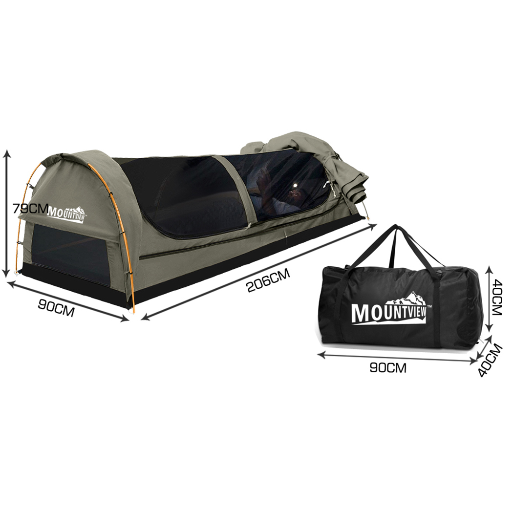 King Single Swag Camping Swags Canvas Dome Tent Hiking Mattress Grey