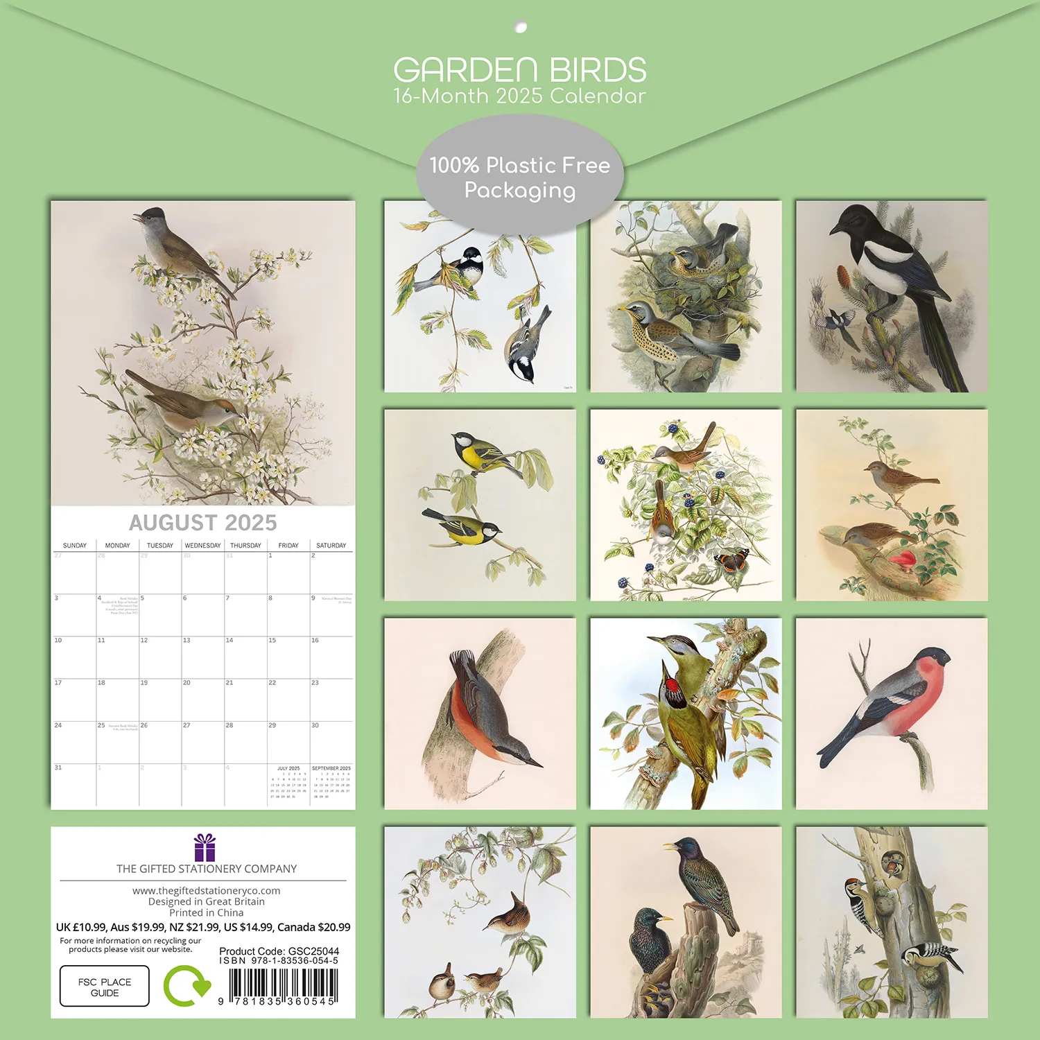 Garden Birds - 2025 Square Wall Calendar Pets Animals 16 Months Premium ...