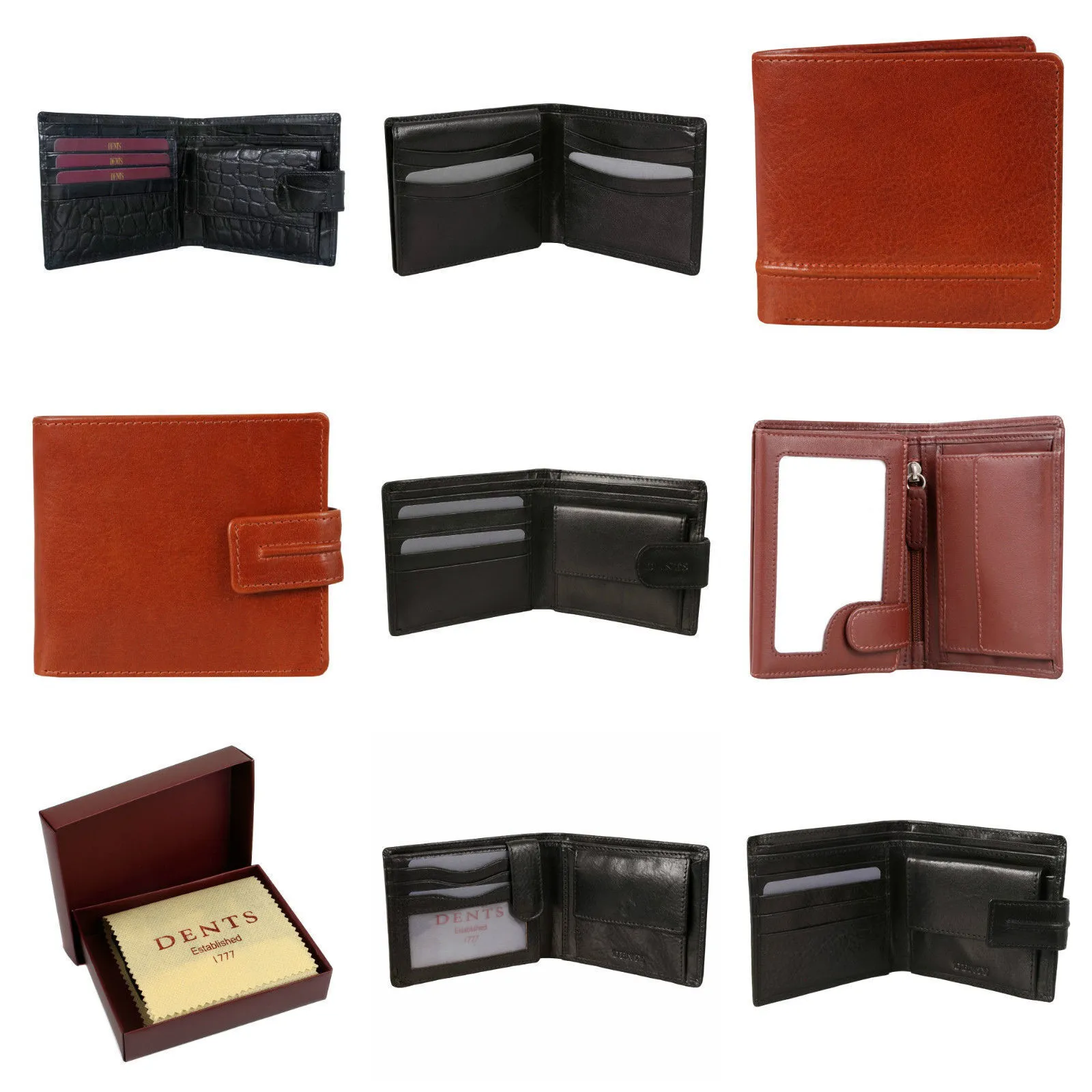 DENTS WALLET Genuine Italian LEATHER Mens Credit Card Holder Bifold GIFT BOX - Price