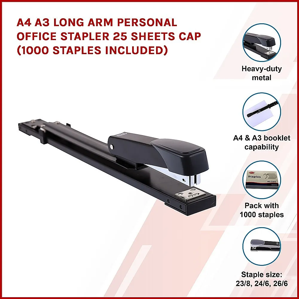A4 A3 Long Arm Personal Office Stapler 25 sheets CAP (1000 staples included) Price