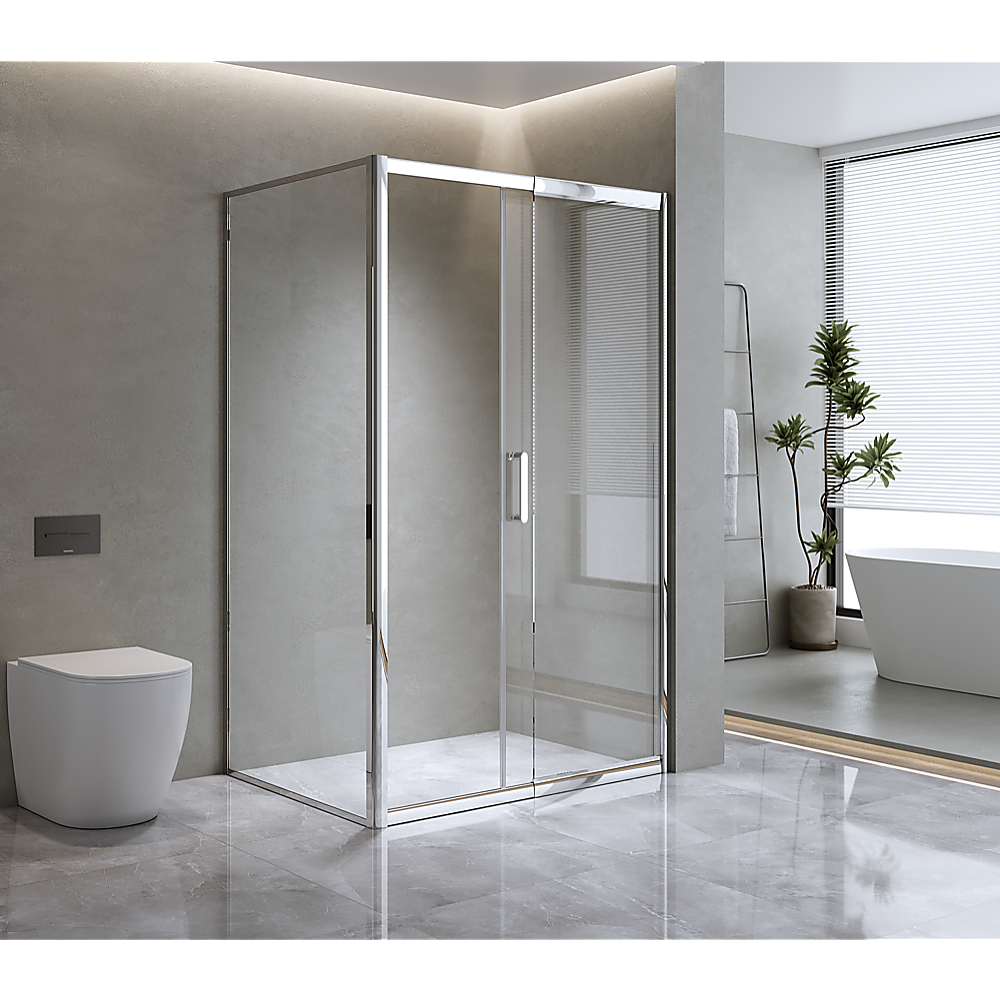 Adjustable 1300x800mm Single Door Corner Sliding Glass Shower Screen in Chrome Price