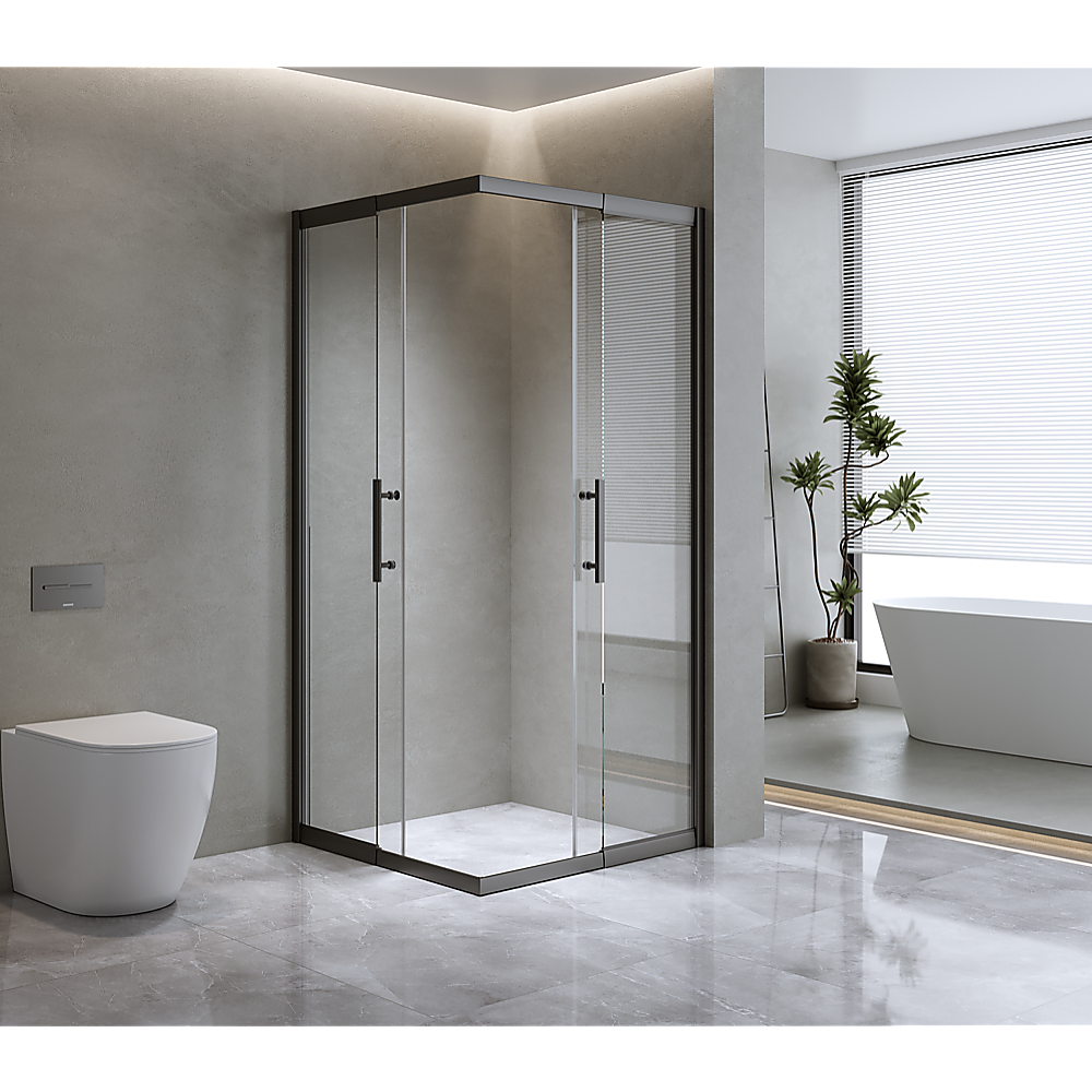 Adjustable 1200x1100mm Double Sliding Door Glass Shower Screen in Black Price