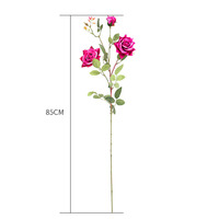12pcs Artificial Silk Flower Fake Rose Bouquet Table Decor Dark Pink