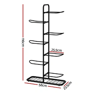 Ball Storage Rack Sports Equipment Organizer 7-Tier Holder for Garage Gym Black