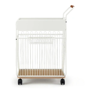 Yoga Mat Storage Rack Mobile Holder with Wheels Basket Home Gym Storage Organizer White