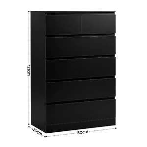 6 Chest of Drawers Tallboy PEPE Black