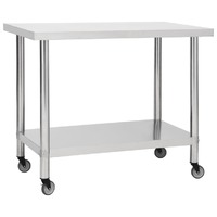 Kitchen Work Table with Wheels Stainless Steel