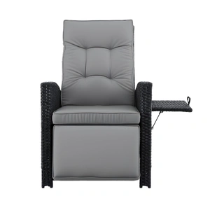 Outdoor Recliner Chairs Sun lounge Wicker Lounger Patio Furniture Adjustable Black