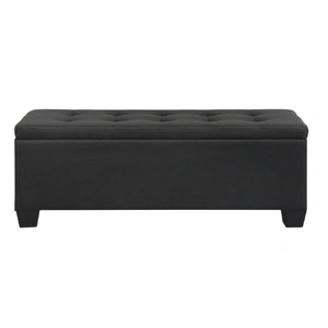 Storage Ottoman Blanket Box 97cm Linen Black