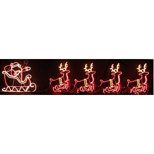 Samland LED SANTA RIDING 4 REINDEER DEER SLEIGH CHRISTMAS ROPE MOTIF LIGHT
