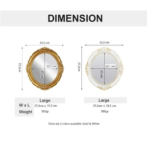 Oval Antique Vintage Hanging Wall Mirror for Bedroom and Livingroom (Gold, 38 x 33 cm)