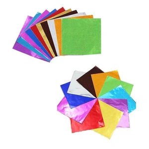 100PCS Tin Foil Aluminium Wrapping Square Chocolate Wrappers 10CM - Gold/Gloss