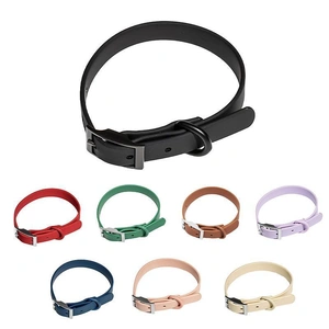 PVC Dog Collar Working Dog Kennels Waterproof Soft Adjustable for Pets M Size - Red