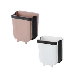 9L Hanging Bin Wall Mounted Folding Waste Bin Kitchen Dining Cabinet Trash Can - White