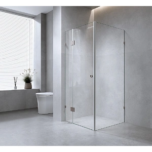100x80cm Corner Frameless Shower Screen ‚Äì Gunmetal Wall Channel and Floor F-Bracket with SS Hinges for Contemporary Bathrooms