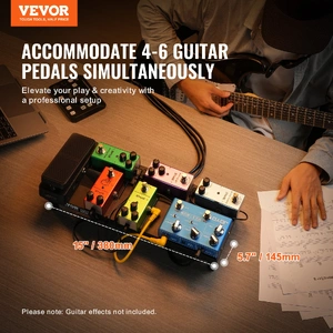 Guitar Pedal Board, 15'' x 5.7'', Aluminum Alloy 0.8 lbs Super Light Guitar Effects PedalBoard with Carry Bag High Quality Velcro Fixed Strap Shoulder