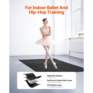 Dance Floor, 6.6' x 3' Portable Yoga Mat with Organizer Bag, 1.5 mm Thick Workout Mats, Non-slip Floor Mats for Practicing at Home, Studios, Stage