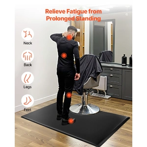 Salon Mat for Hair Stylist, 1525 x 915 mm Rectangle Salon Chair Mat Anti Fatigue, 23mm Thickened PVC + PU Barber Shop Floor Mat with Round Cut Out, An