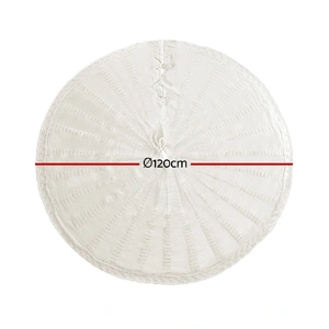 Christmas Tree Skirt 120cm Knitted Xmas Tree Ornaments Decor Beige