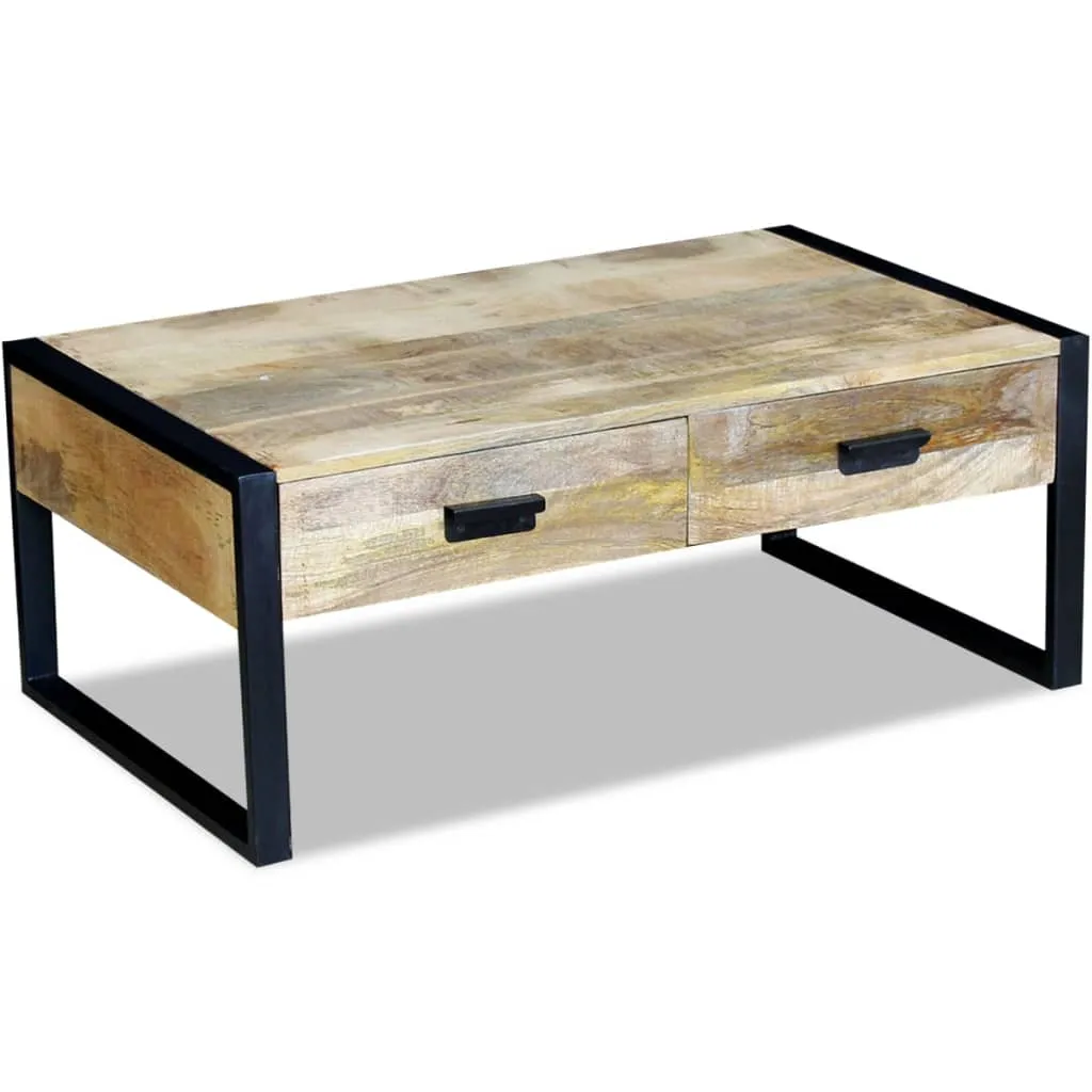 Coffee Table with 2 Drawers Solid Mango Wood 100x60x40 cm Price
