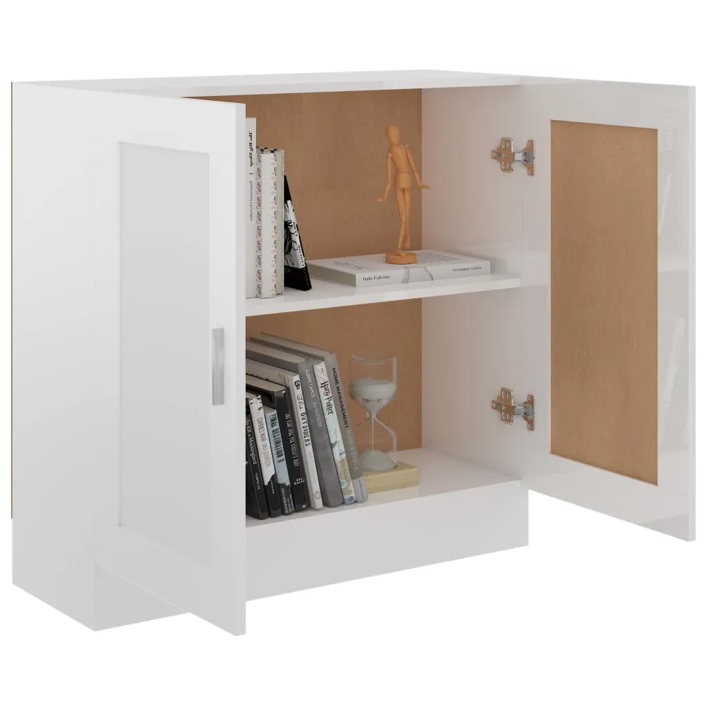 Book Cabinet High Gloss White 82.5x30.5x80 cm Engineered Wood Price