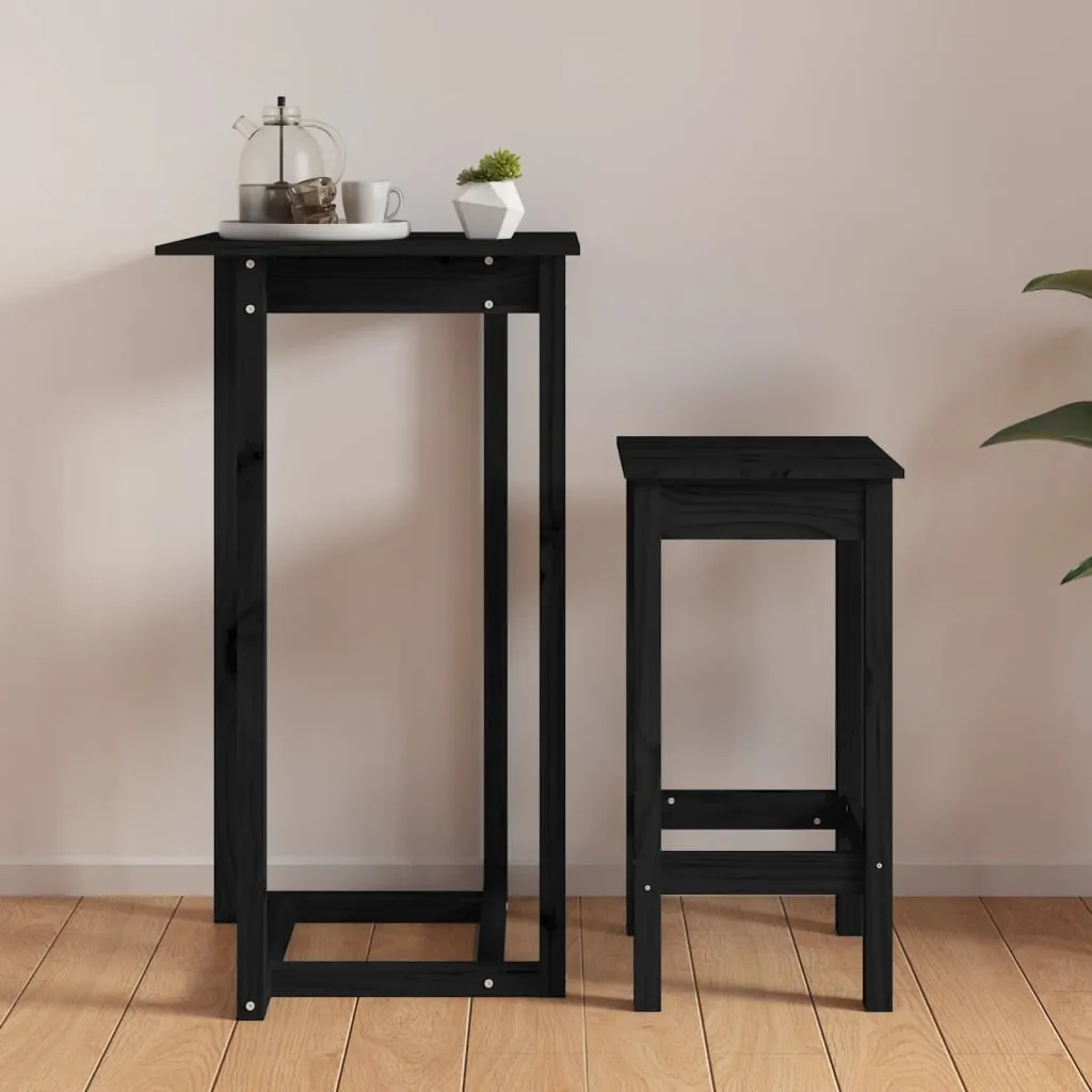 Bar Table Black 60x60x110 cm Solid Wood Pine Price