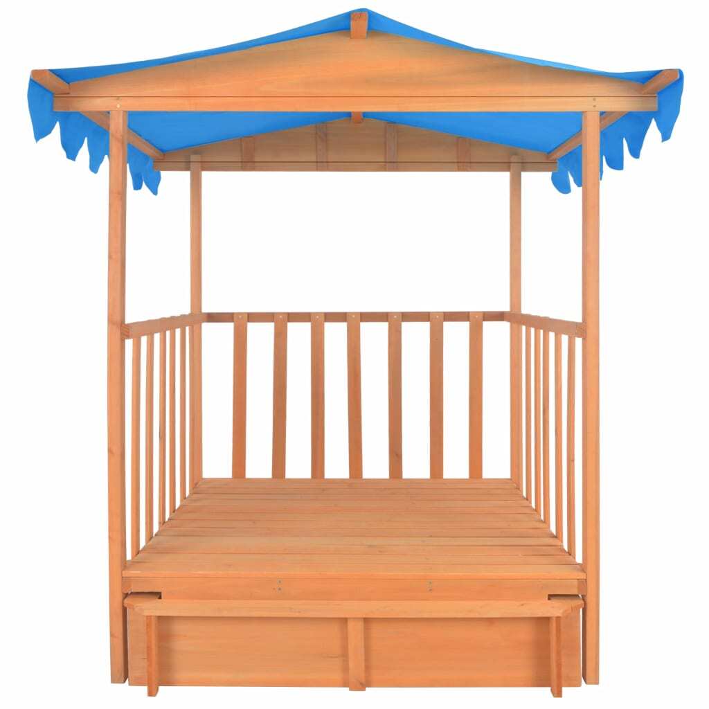 Kids Playhouse with Sandbox Fir Wood Blue UV50 Price