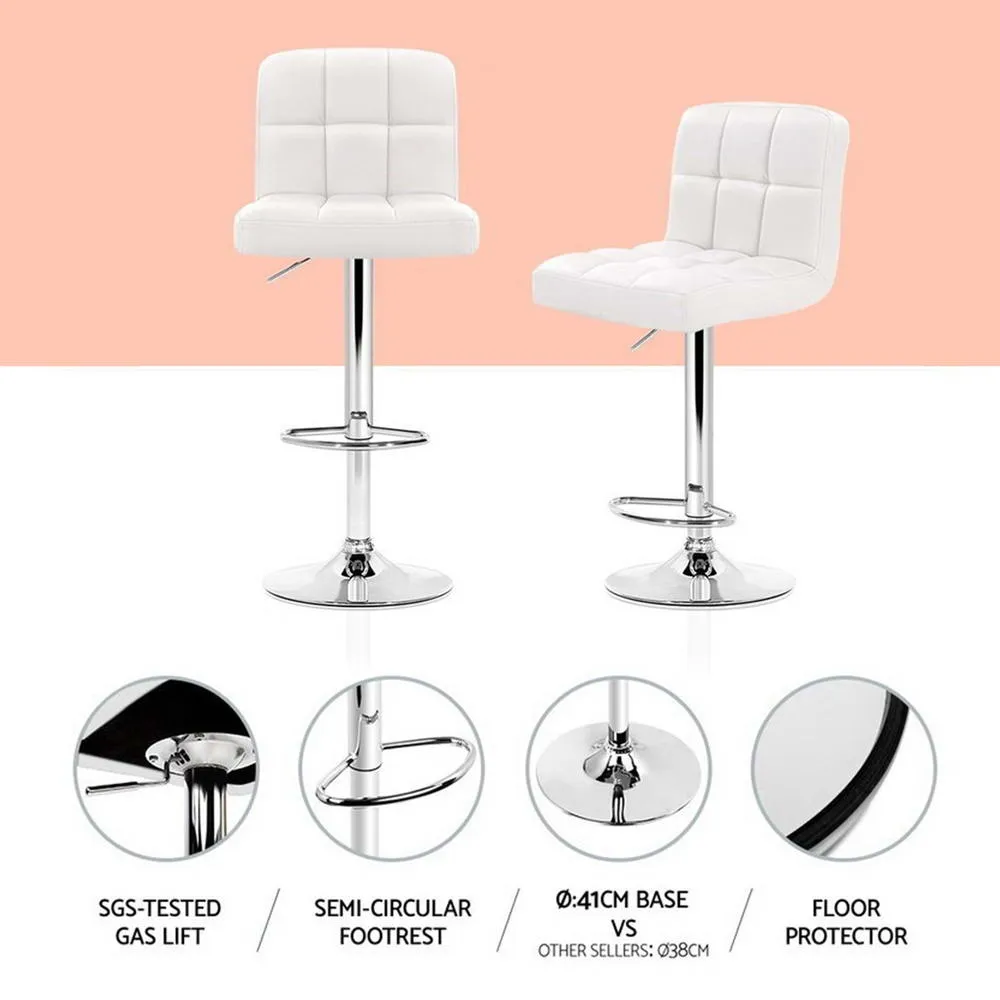 Artiss 4x Bar Stools Leather Gas Lift White Price