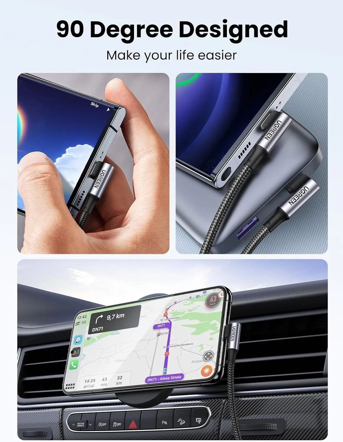 UGREEN 70696 Right Angle 100W USB-C Cable 1M Price