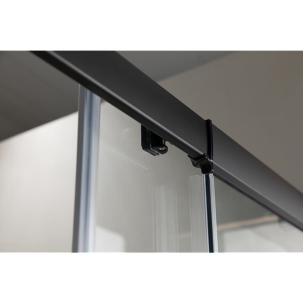 Adjustable 1300x800mm Single Door Corner Sliding Glass Shower Screen in Black Price