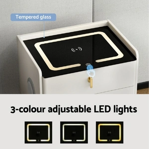 Bedside Table Wireless Charging - ALMA White