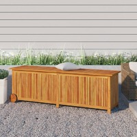 Garden Storage Box with Wheels Solid Wood Acacia
