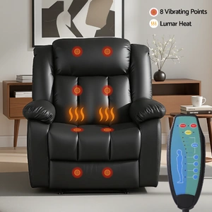 Manual Massage Recliner Chair for Living Room, Leather Sofa Lounge Reclining Chair with 2 USB Port, 160¬∞ Recline Reading Chair with 20CM Wide Armrest
