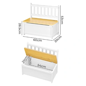 2-In-1 Kids Toys Storage Bench Box Wooden Chair
