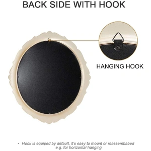 Oval Antique Vintage Hanging Wall Mirror for Bedroom and Livingroom (Gold, 38 x 33 cm)