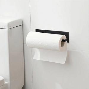 Self-Adhesive Paper Towel Holder Rack for Kitchen Rolls and Wrap Storage - White x 1 unit