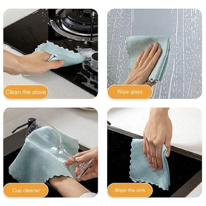 5X Fish Scale Microfiber Cleaning Cloth Dish Washing Glass Wipe Reusable Kitchen - 5Pcs-30cm*40cm