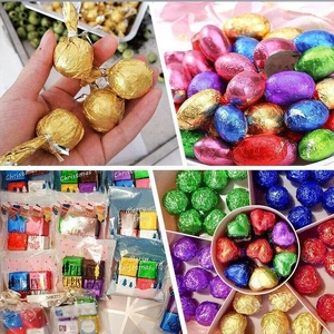 100PCS Tin Foil Aluminium Wrapping Square Chocolate Wrappers 10CM - Gold/Gloss