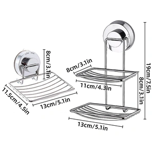 Shower Bar Holder Suction Basket Wall Mounted Stainless Steel Bathroom Soap Dish - Single Layer