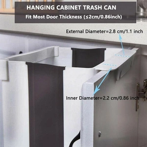 9L Hanging Bin Wall Mounted Folding Waste Bin Kitchen Dining Cabinet Trash Can - White