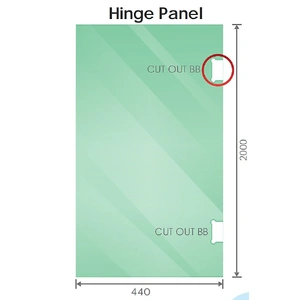 110cm Frameless Wall-to-Wall Shower Screen with Gunmetal F-Brackets and Floor F-Bracket, Brass Hinges & Square Knob Handle