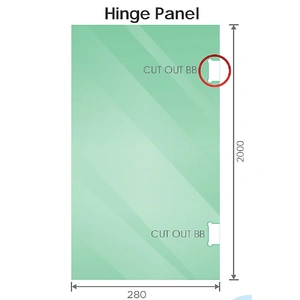 90x70cm Nickel Corner Frameless Shower Screen with Wall Channel and Floor Channel Brackets, Stainless Steel Hinges & Square Double Pull Handle