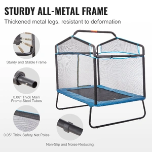 6FT Trampoline for Kids, 72" Indoor/Outdoor Toddlers Trampoline, Mini Baby Trampoline with Safety Enclosure Net, Gymnastics Bar, Hammock, Recreational