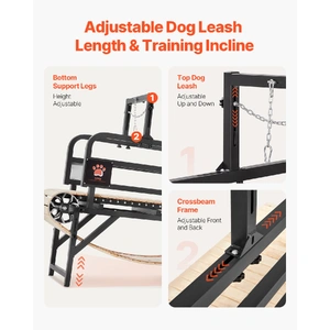 Dog Treadmill for Medium Dogs, 330lbs Weight Capacity, Dog Running Machine with Adjustable Ramps, 15.5" Runway Dog Pacer Slatmill, Pet Treadmill Exerc