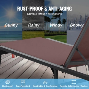 Chaise Lounge Chair Outdoor Patio Lounge Chair Adjustable 5-Position 2 pcs