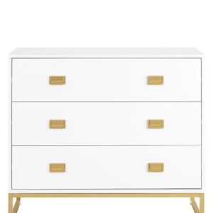 Amara Chest of Drawers Tallboy Dresser in White Gold