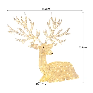 Reindeer Christmas Display with Lights - 129cm