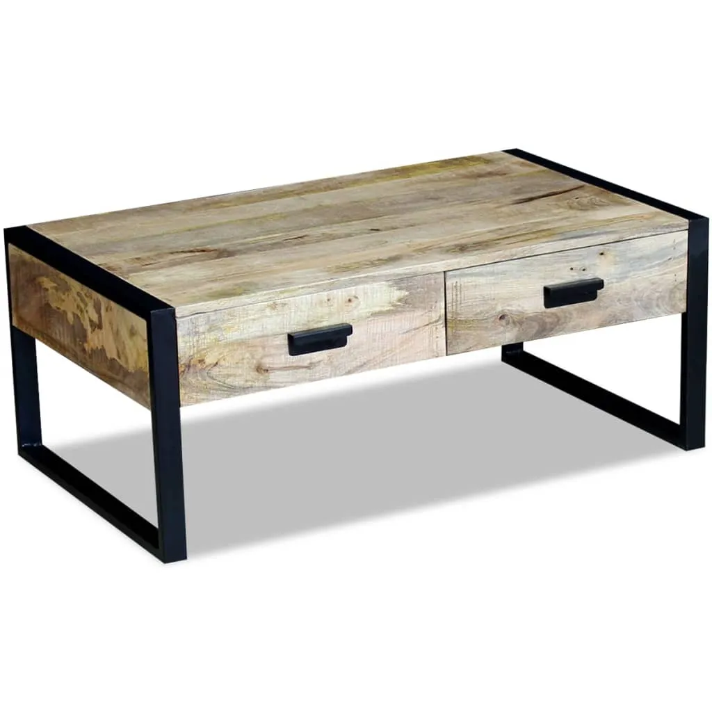 Coffee Table with 2 Drawers Solid Mango Wood 100x60x40 cm Price